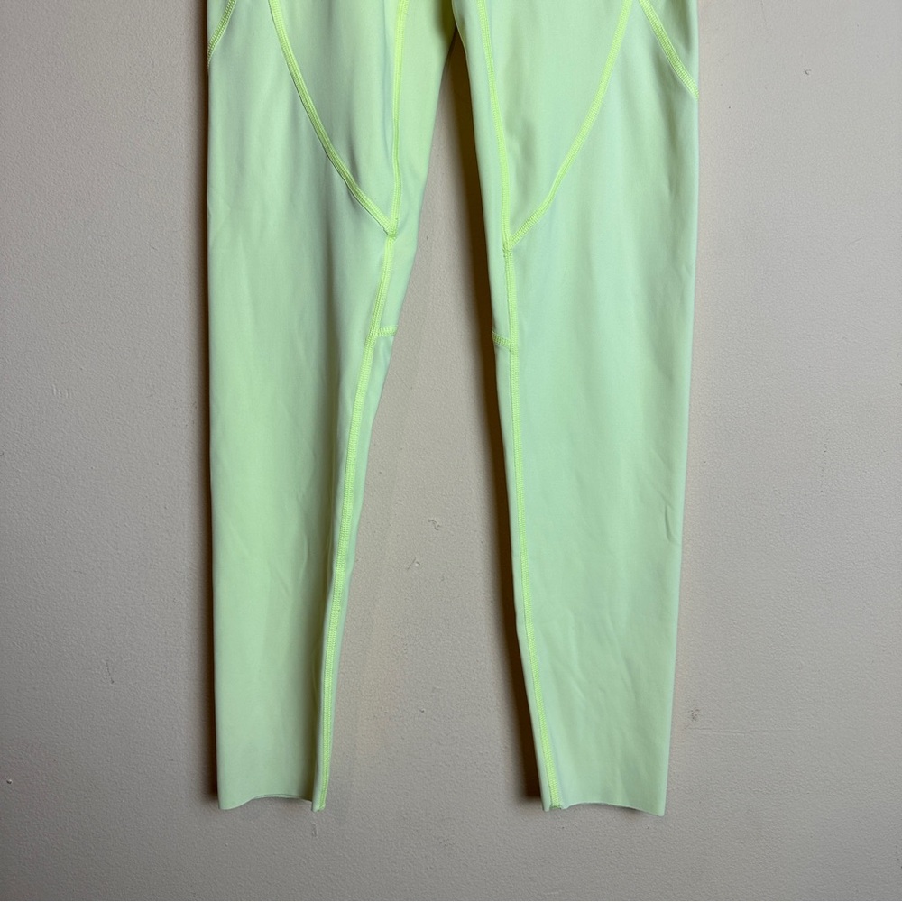 Aerie Neon Yellow Green High Rise Raw Hem Full Length Leggings Womens Size Small - Picture 5 of 16